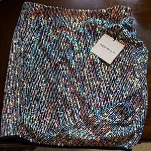 NWT Superdown Blue Silver Sequin Mini Skirt Cocktail